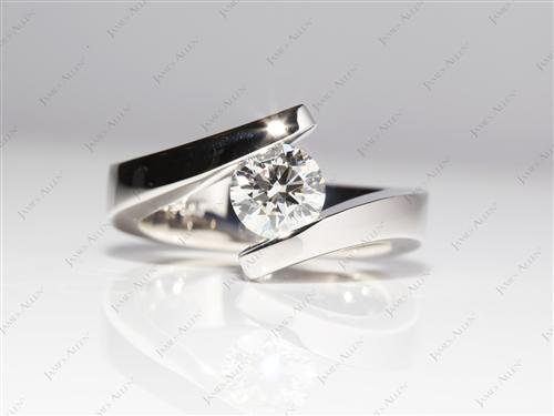 Platinum 1.03 Round cut Tension Set Engagement Rings