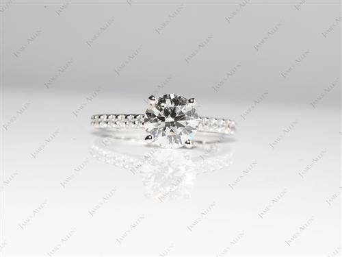 Platinum 1.24 Round cut Princess Cut Engagement Rings With Side Stones