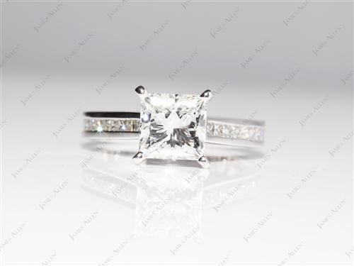 White Gold 2.01 Princess cut Channel Engagement Rings