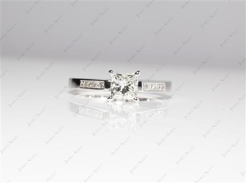 White Gold 0.78 Princess cut Channel Diamond Ring