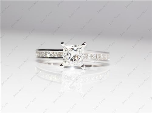 White Gold 1.03 Princess cut Channel Set Diamond Engagement Rings