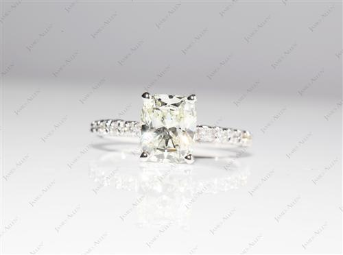 White Gold 2.14 Cushion cut Pave Ring Setting