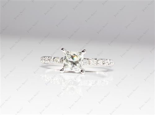 White Gold 1.01 Princess cut Engagement Rings Pave
