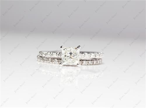 White Gold 0.86 Princess cut Bridal Set Wedding Rings