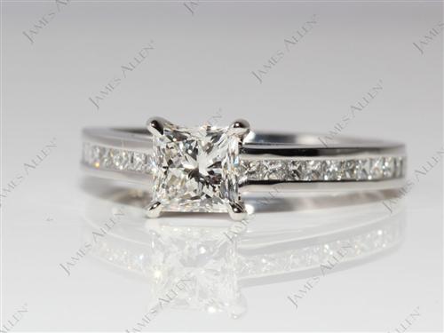 Platinum 0.93 Princess cut Channel Setting Engagement Ring