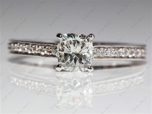 White Gold 0.70 Cushion cut Diamond Rings