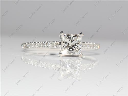 White Gold 1.01 Princess cut Pave Rings