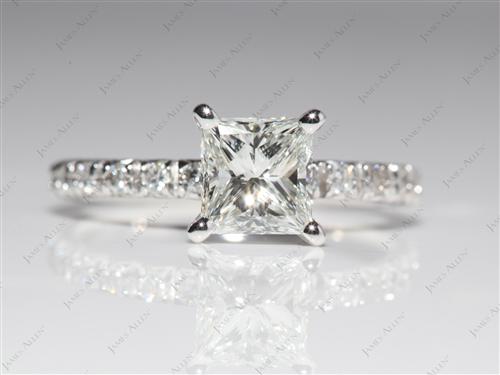 Platinum 1.05 Princess cut Engagement Ring Micro Pave