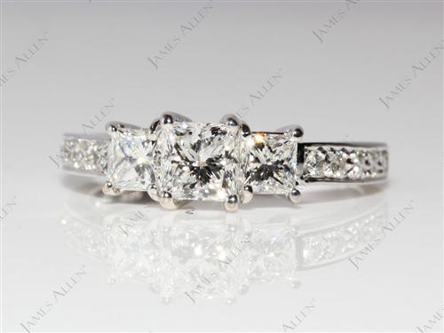 White Gold 0.59 Princess cut Side Stone Engagement Ring