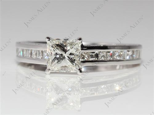 White Gold 0.72 Princess cut Diamond Channel Ring