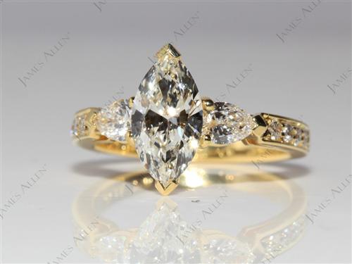 Gold 1.09 Marquise cut Engagement Ring