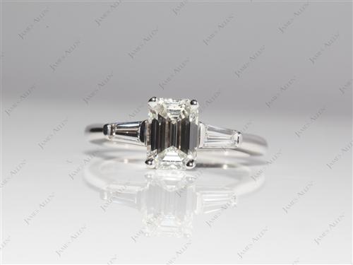 White Gold 1.30 Emerald cut Engagement Ring Side Stones