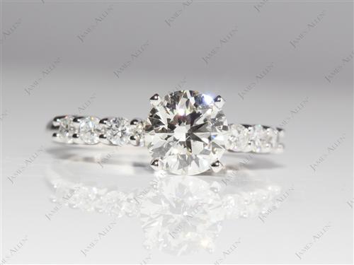 Platinum 1.53 Round cut Engagement Ring Settings With Side Stones
