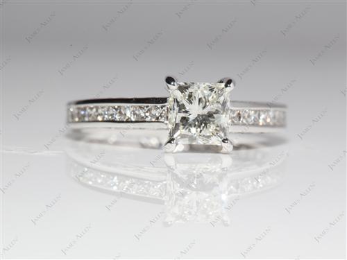 White Gold 0.95 Princess cut Channel Set Engagement Ring