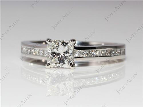 Platinum 0.71 Princess cut Channel Set Diamond Ring