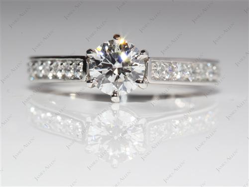 Platinum 0.73 Round cut Engagement Ring Micro Pave