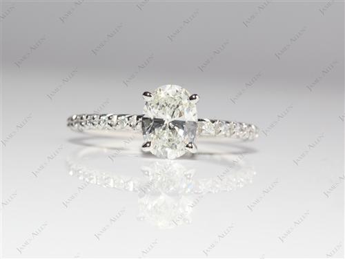 Platinum 1.03 Oval cut Pave Diamond Rings