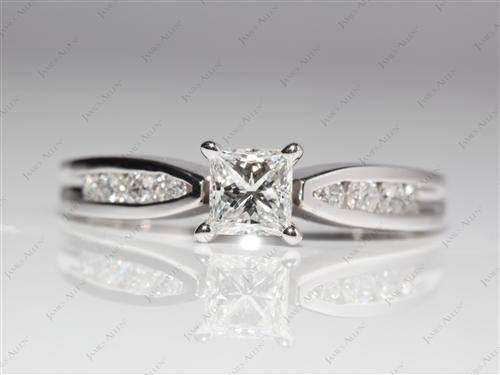 White Gold 0.51 Princess cut Channel Set Diamond Engagement Rings