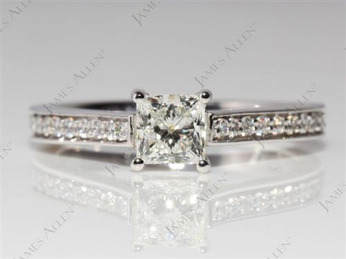 White Gold 0.55 Princess cut Engagement Rings