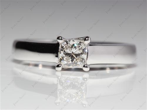 White Gold 0.50 Princess cut Solitaire Rings