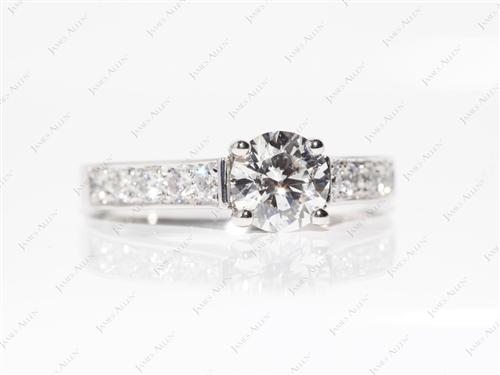 Platinum 0.89 Round cut Pave Ring Settings