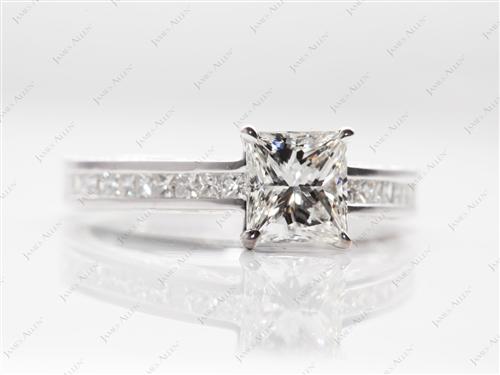 White Gold 1.12 Princess cut Channel Set Engagement Rings