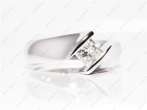 White Gold 0.80 Princess cut Tension Diamond Engagement ring