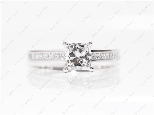 White Gold 1.02 Princess cut Channel Setting Engagement Ring