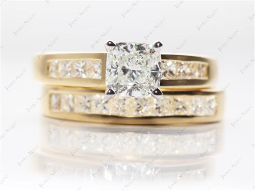 Gold 1.03 Cushion cut Matching Wedding Sets