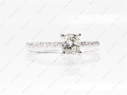 White Gold 0.78 Cushion cut Pave Diamond Ring