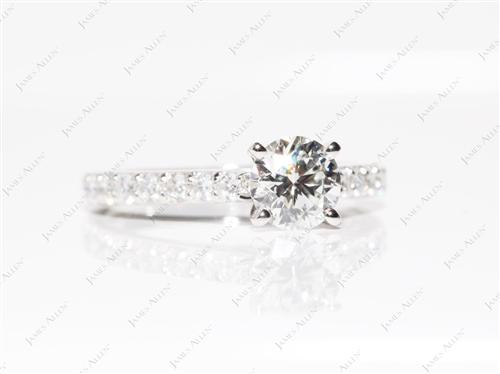 Platinum 0.84 Round cut Diamond Ring With Side Stones