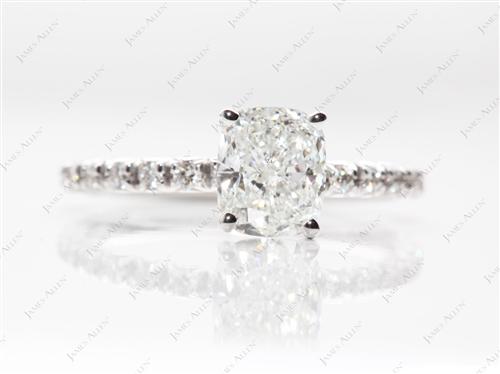 White Gold 1.52 Cushion cut Engagement Rings Pave