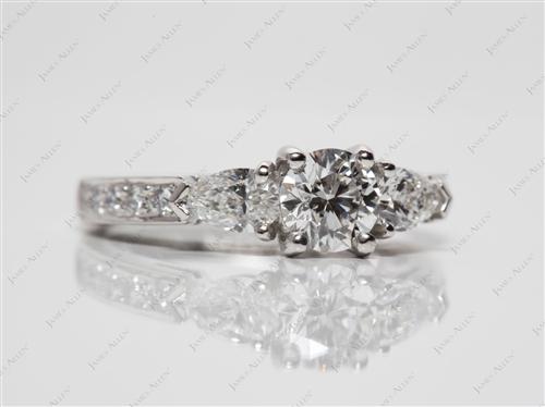 Platinum 0.51 Round cut Engagement Rings With Sidestones
