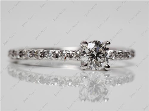 White Gold 0.40 Round cut Pave Diamond Ring