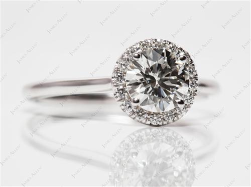 White Gold 1.01 Round cut Diamond Pave Ring