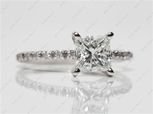 Platinum 1.21 Princess cut Micro Pave Rings