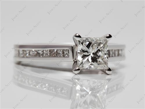 White Gold 1.01 Princess cut Channel Engagement Rings