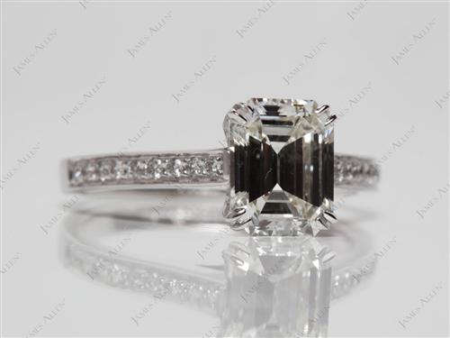 White Gold 1.57 Emerald cut Diamond Rings