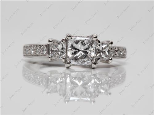 Platinum 1.05 Princess cut Diamond Ring With Side Stones