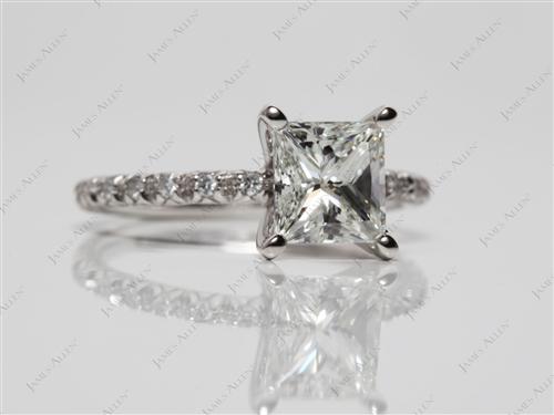 Platinum 1.30 Princess cut Engagement Rings Pave