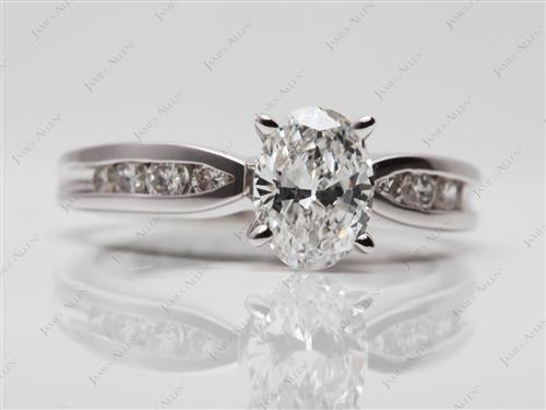 White Gold 0.97 Oval cut Channel Engagement Rings