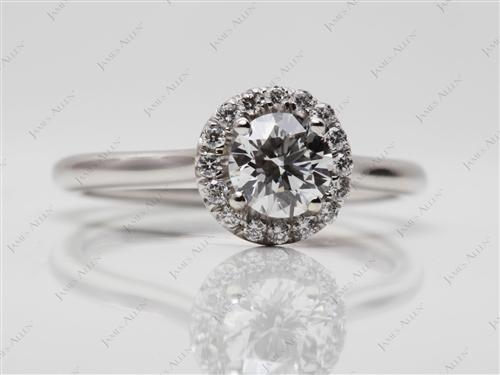 Platinum 0.51 Round cut Pave Engagement Ring