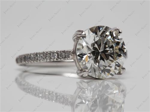 Platinum 2.45 Round cut Micro Pave Engagement Rings