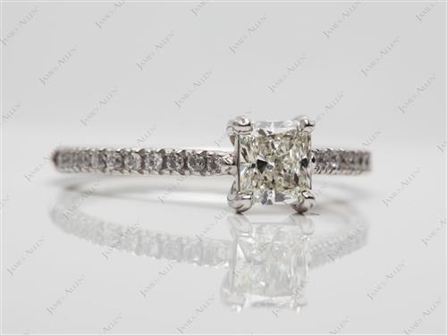 Platinum 0.53 Radiant cut Pave Engagement Ring