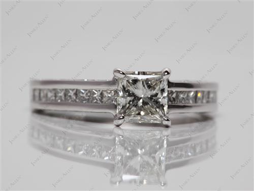 White Gold 0.72 Princess cut Diamond Channel Ring