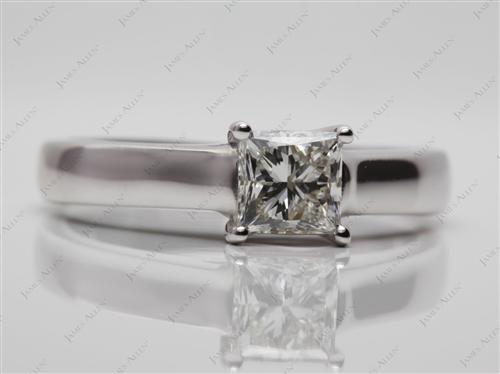 White Gold 0.80 Princess cut Diamond Solitaire Engagement Ring