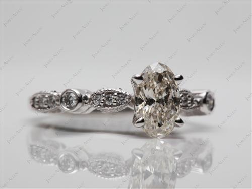 White Gold 0.75 Oval cut Side Stone Engagement Rings