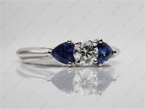 White Gold 0.50 Round cut Gemstone Rings