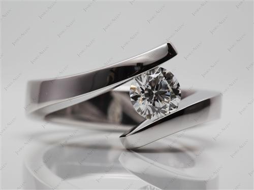 White Gold 0.79 Round cut Diamond Tension Ring