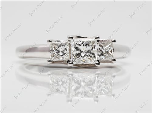 White Gold 0.71 Princess cut Three Stones Diamonds Rings